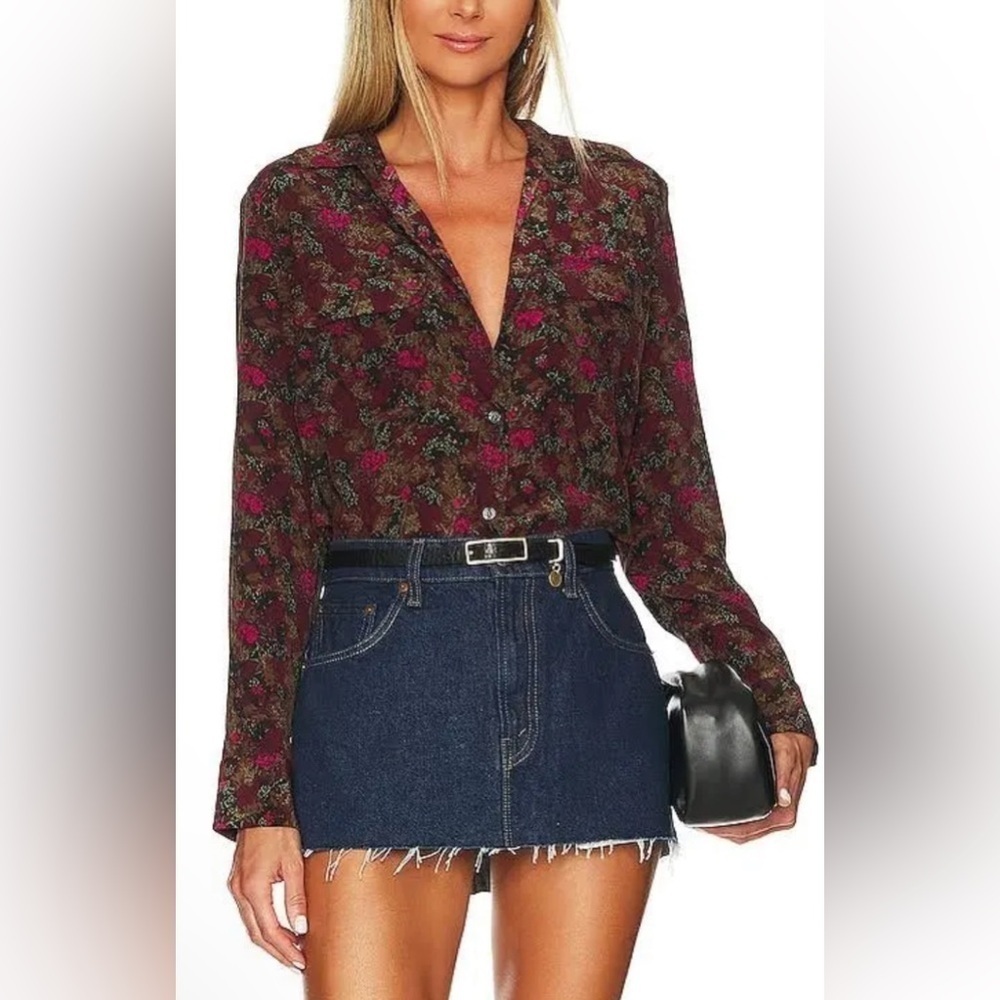 Equipment Slim Floral Signature Silk Shirt Small